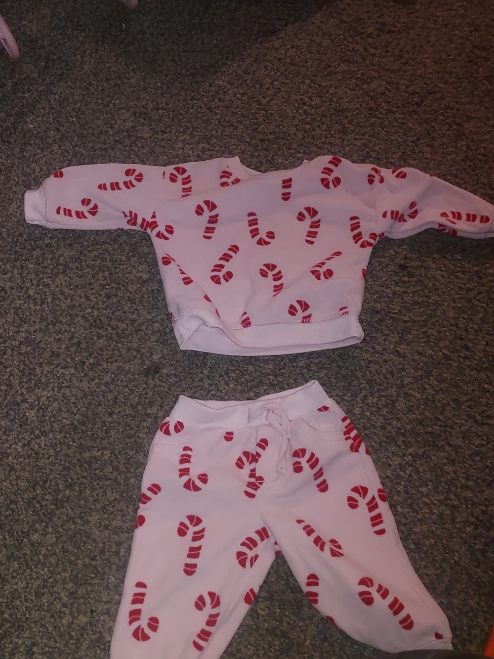 Carter's White & Red Candy Cane Sweatshirt and Jogger Set